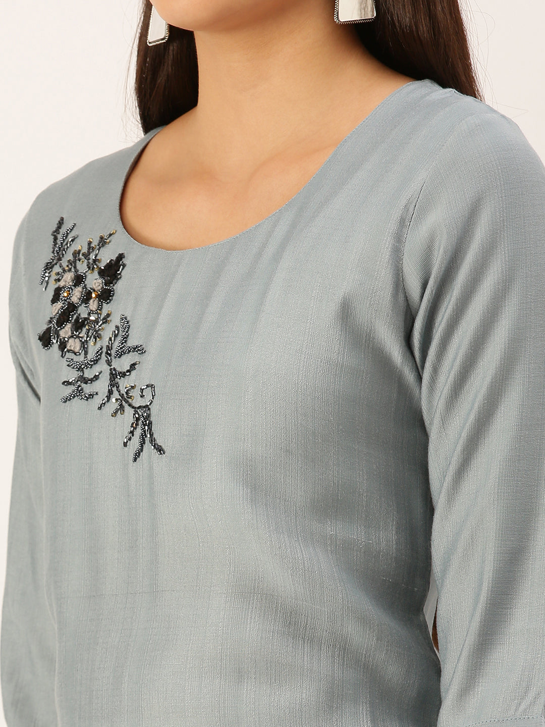 Women's Steel Embellished Straight Kurta