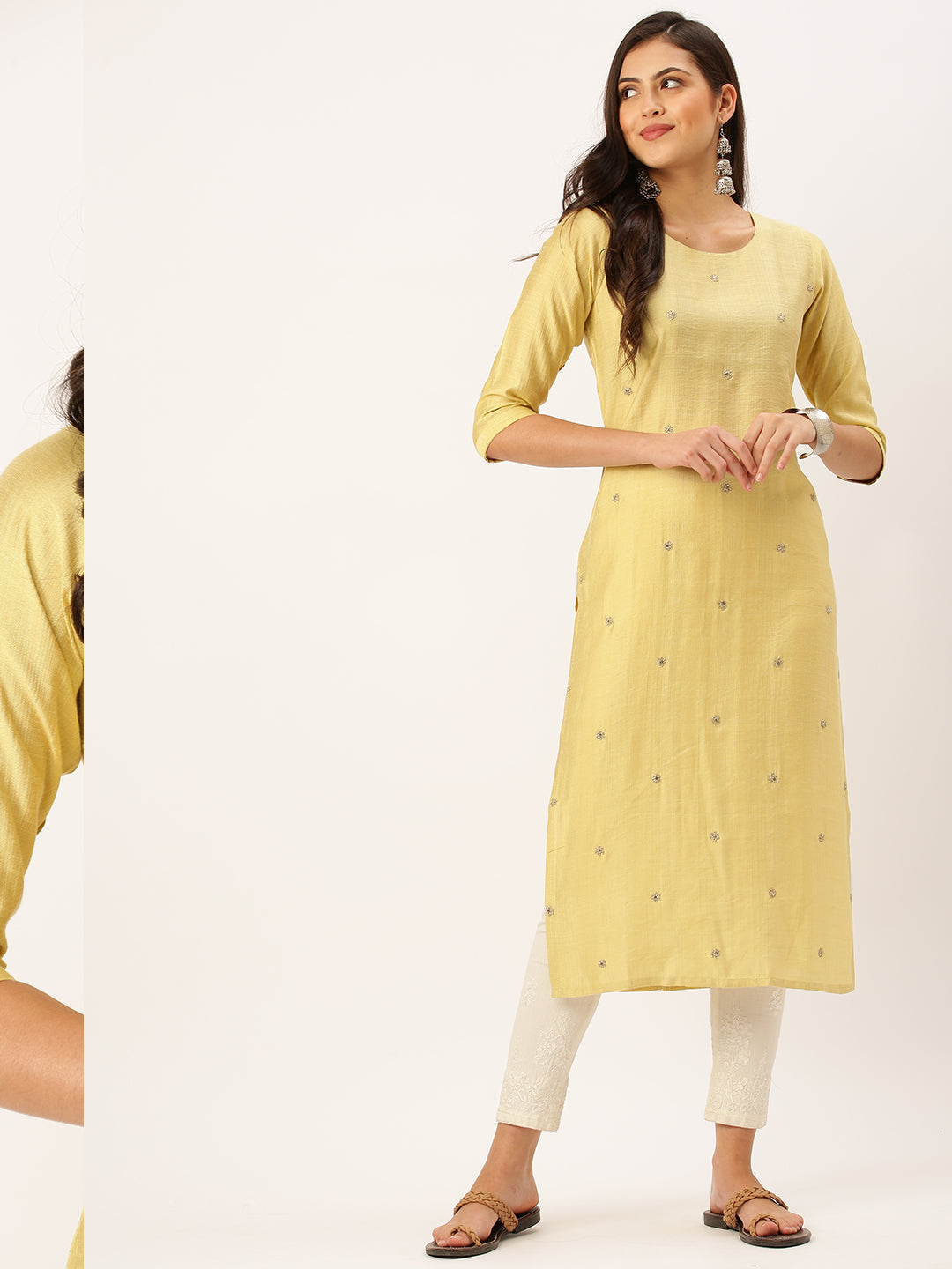 Women's Yellow Solid Straight Kurta