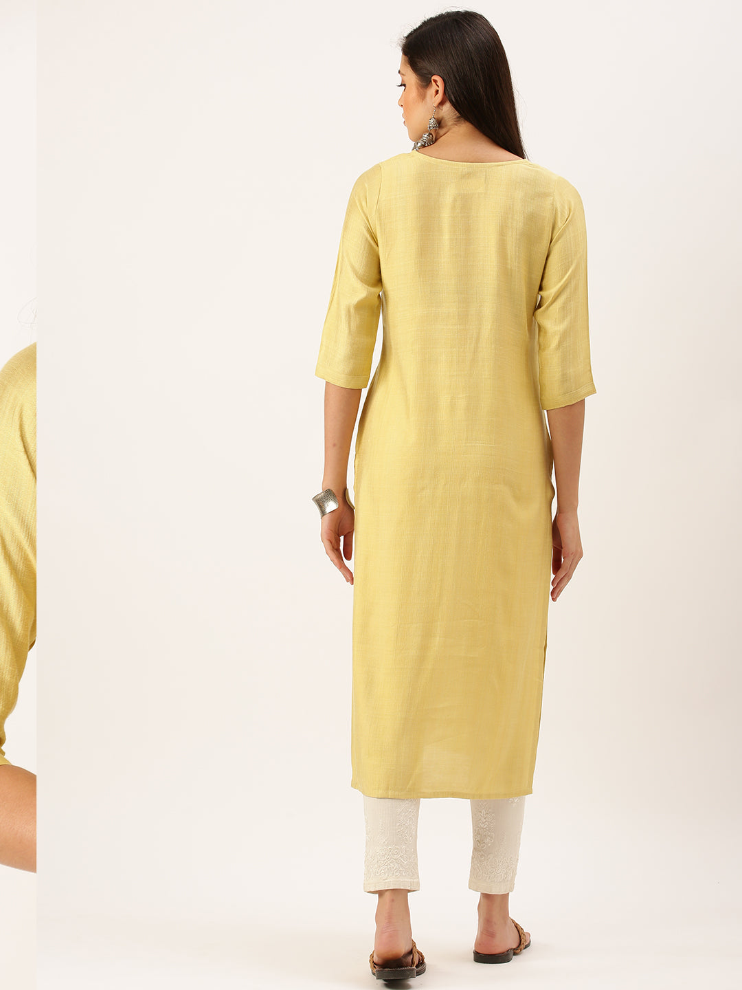 Women's Yellow Solid Straight Kurta