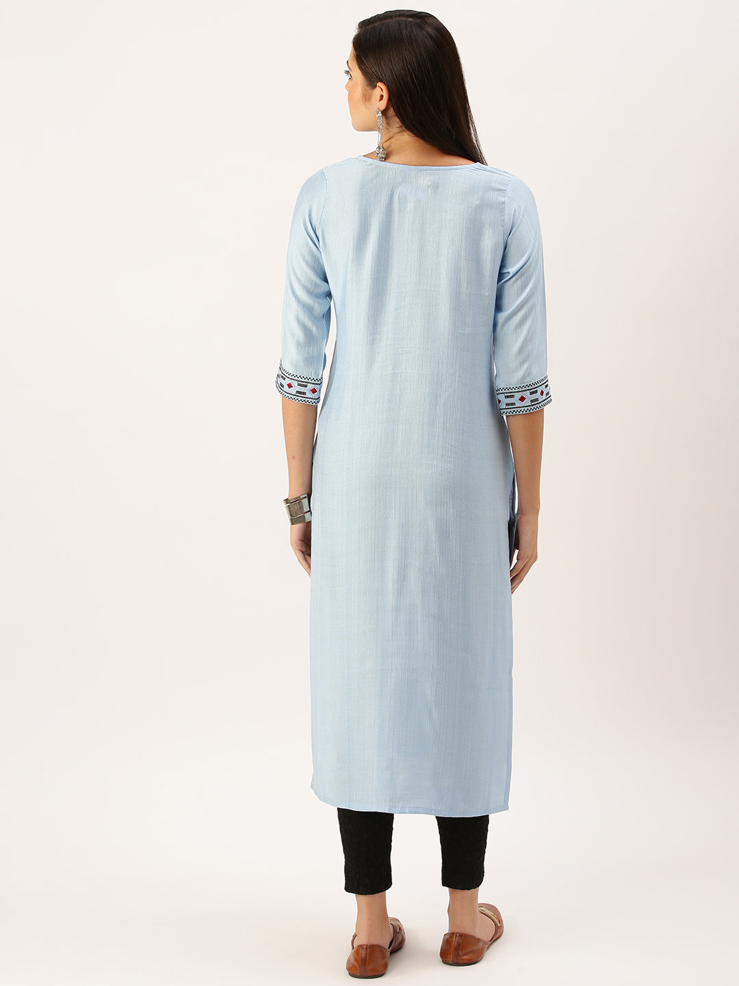 Women's Blue Solid Straight Kurta