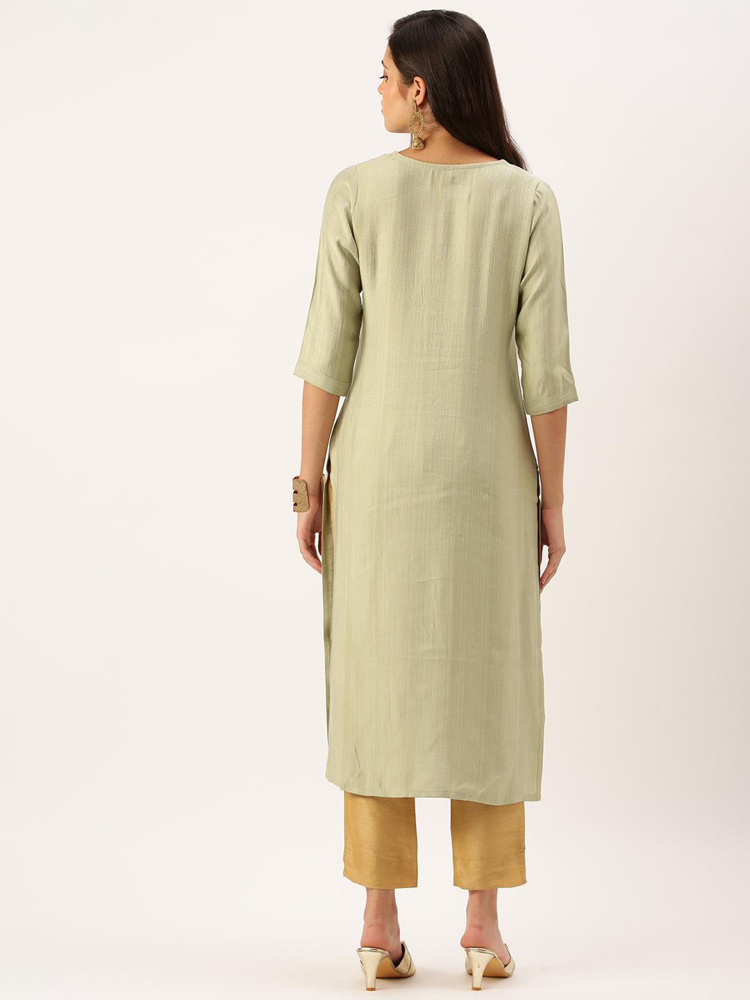 Women's Green Solid Straight Kurta