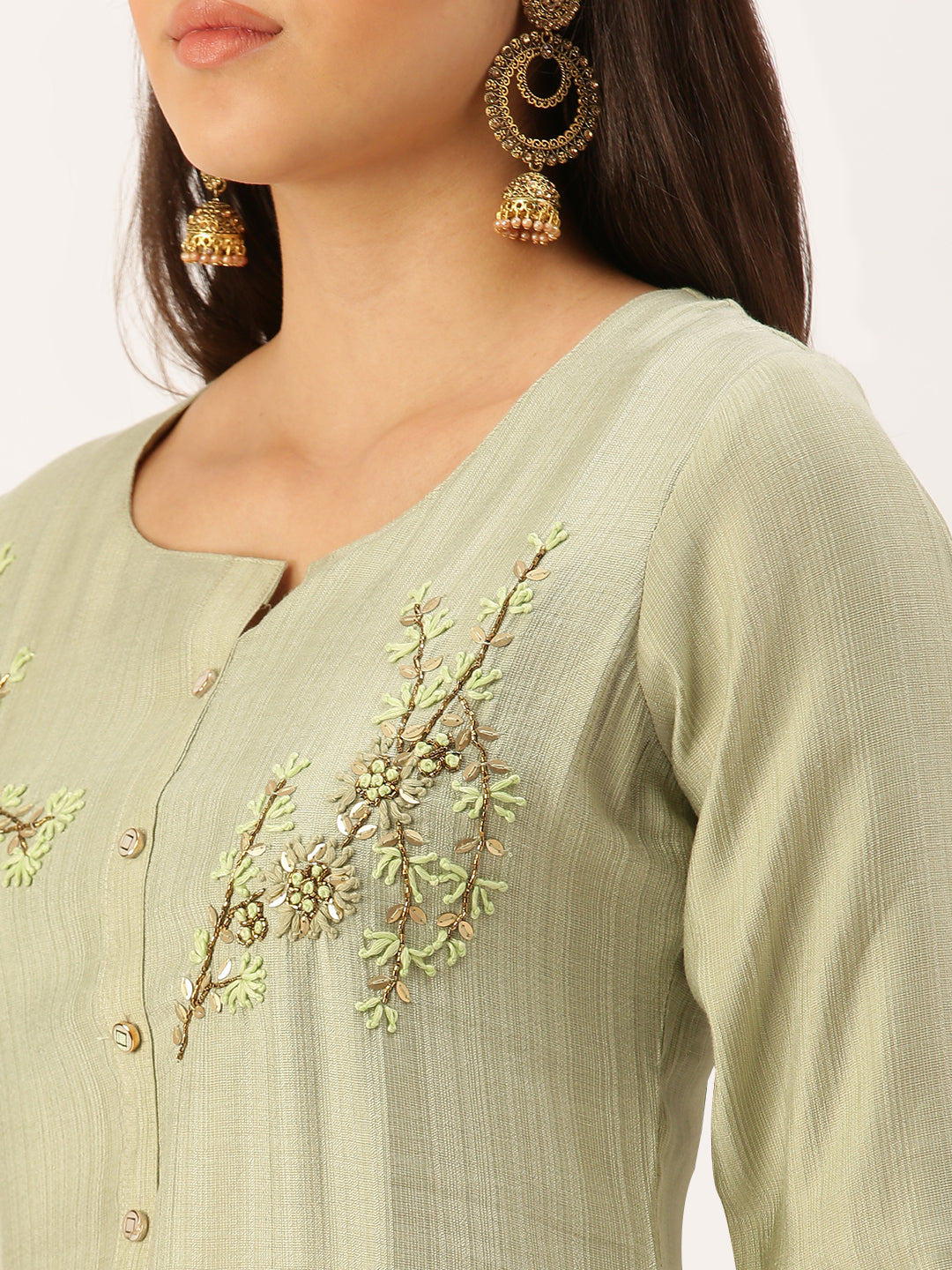 Women's Green Solid Straight Kurta