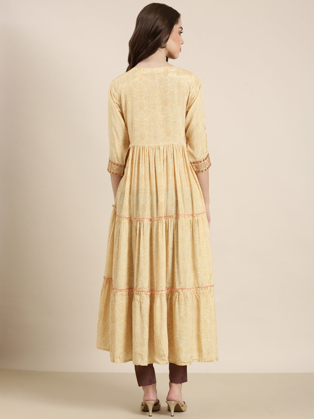 Women Yellow Floral Anarkali Kurta