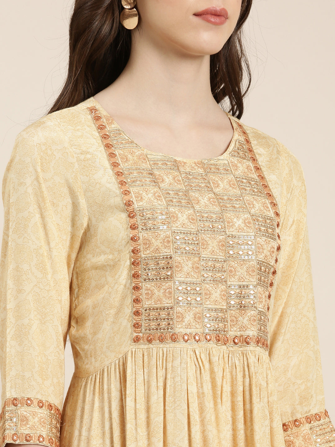 Women Yellow Floral Anarkali Kurta