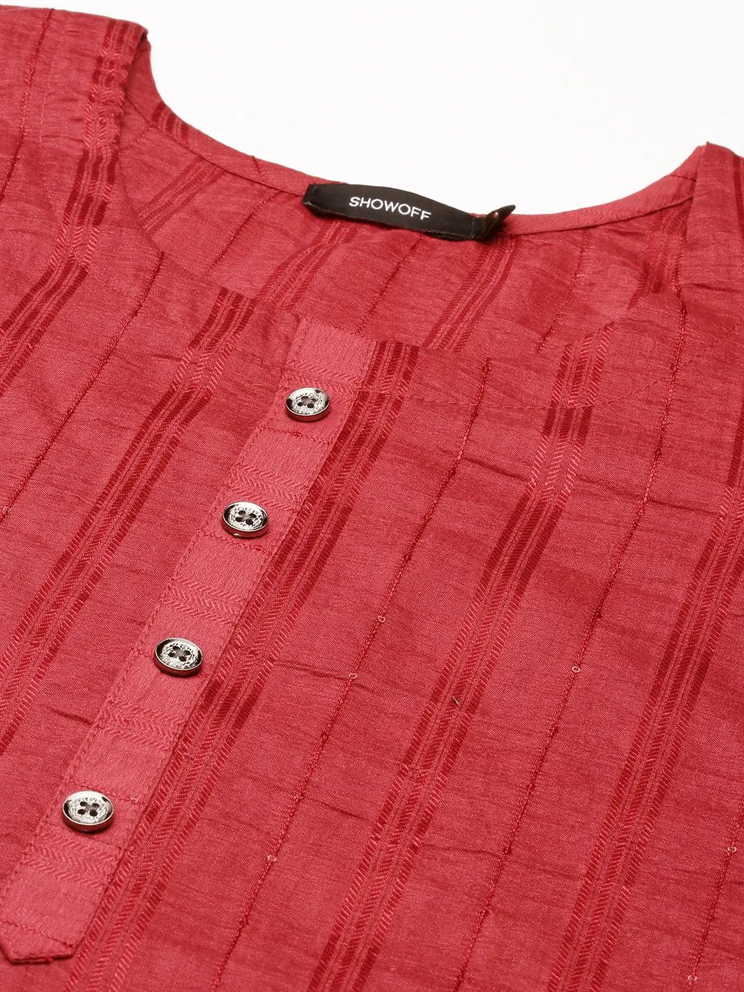Women's Magenta Embellished Straight Kurta