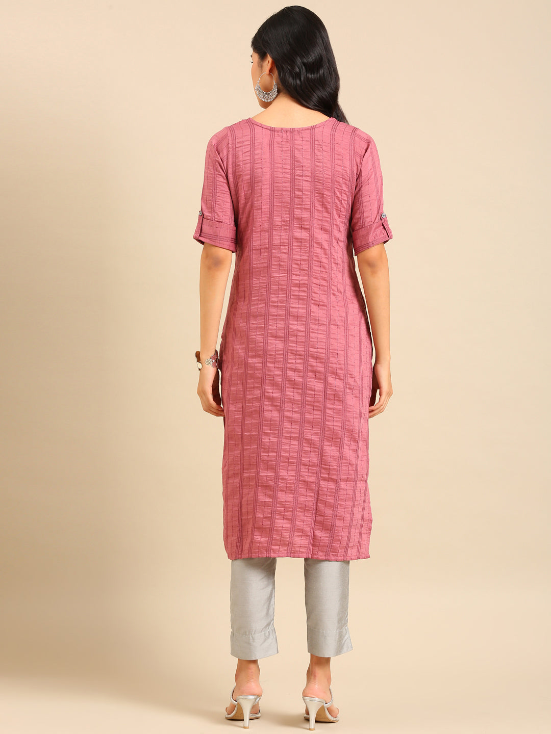 Women's Purple Solid Straight Kurta