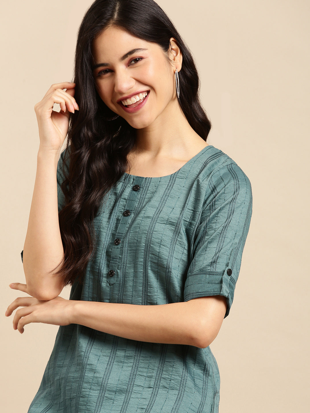 Women's Green Solid  Kurta Set