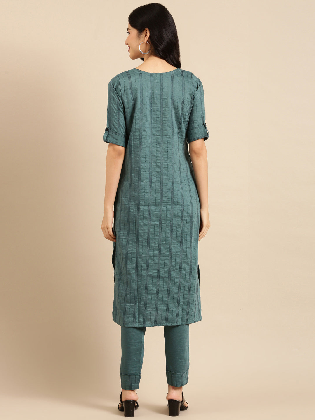 Women's Green Solid  Kurta Set