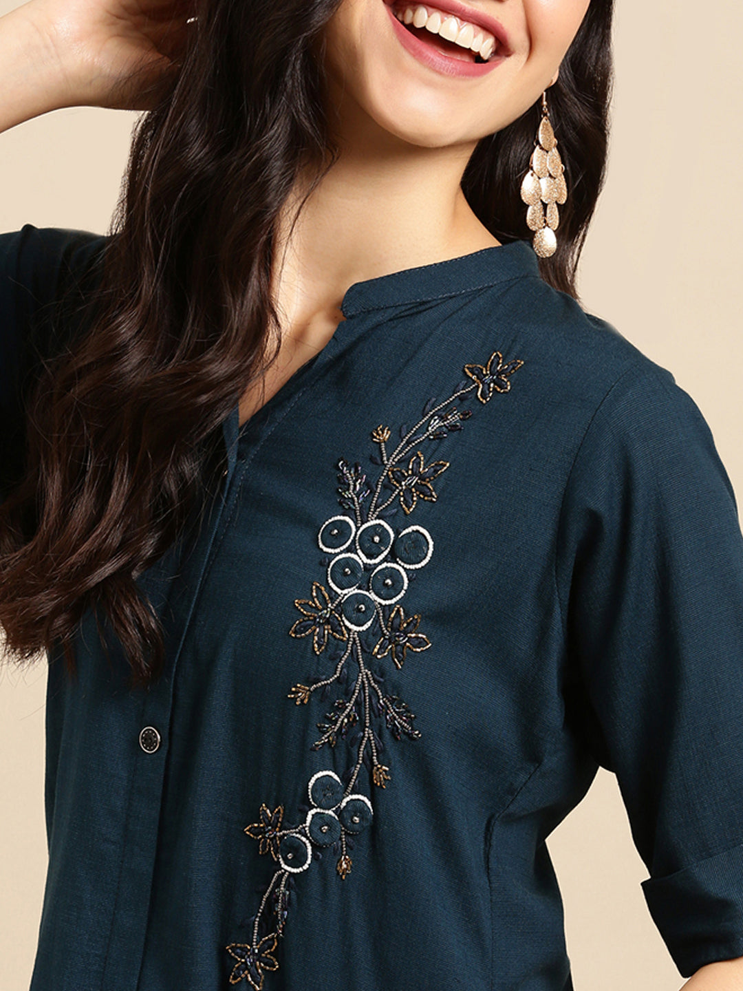 Women's Blue Solid Kurta Set