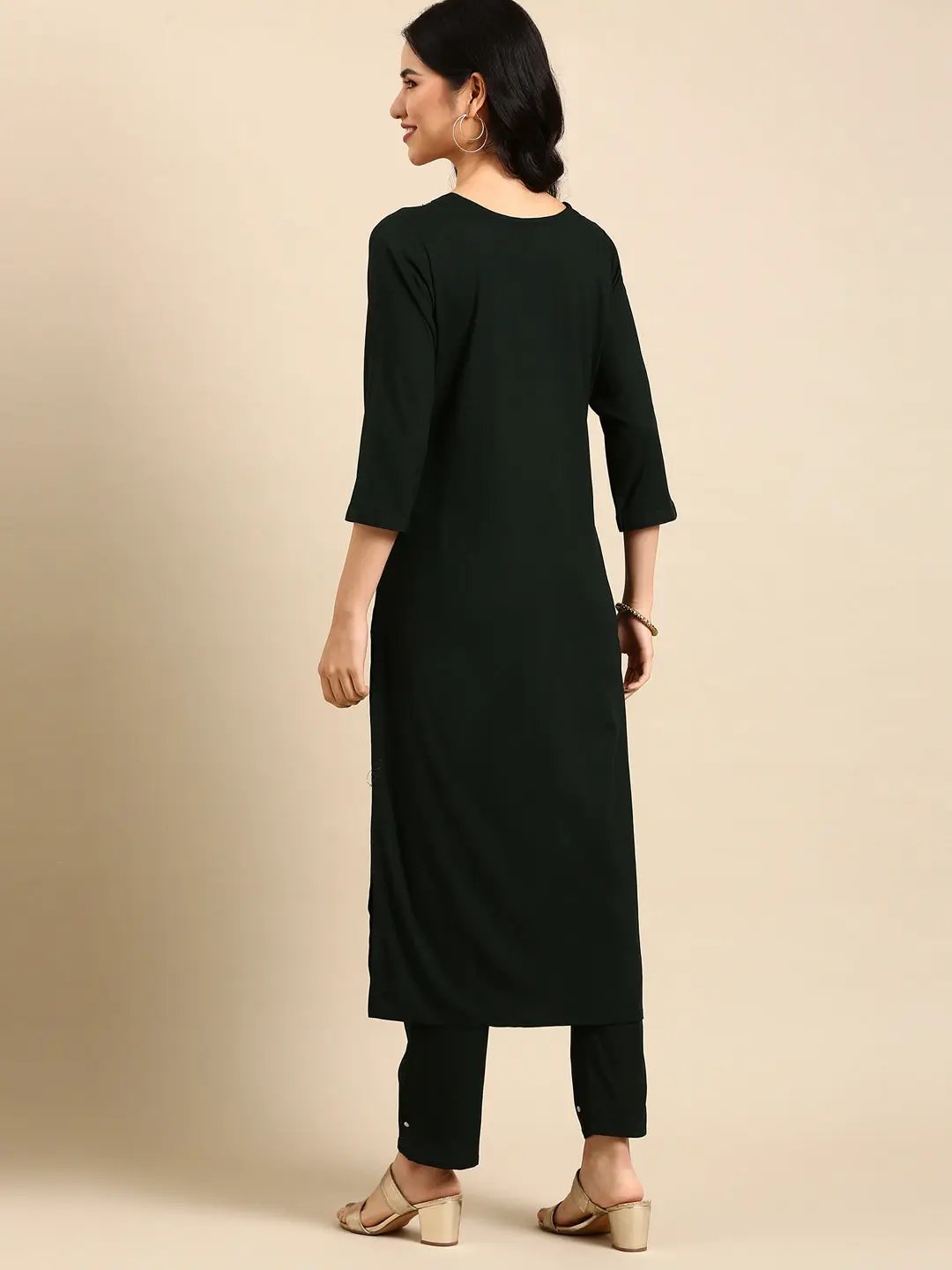 Women's Green Solid Kurta Set