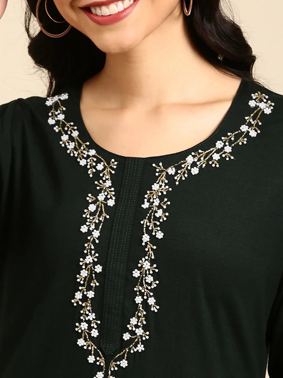 Women's Green Solid Kurta Set