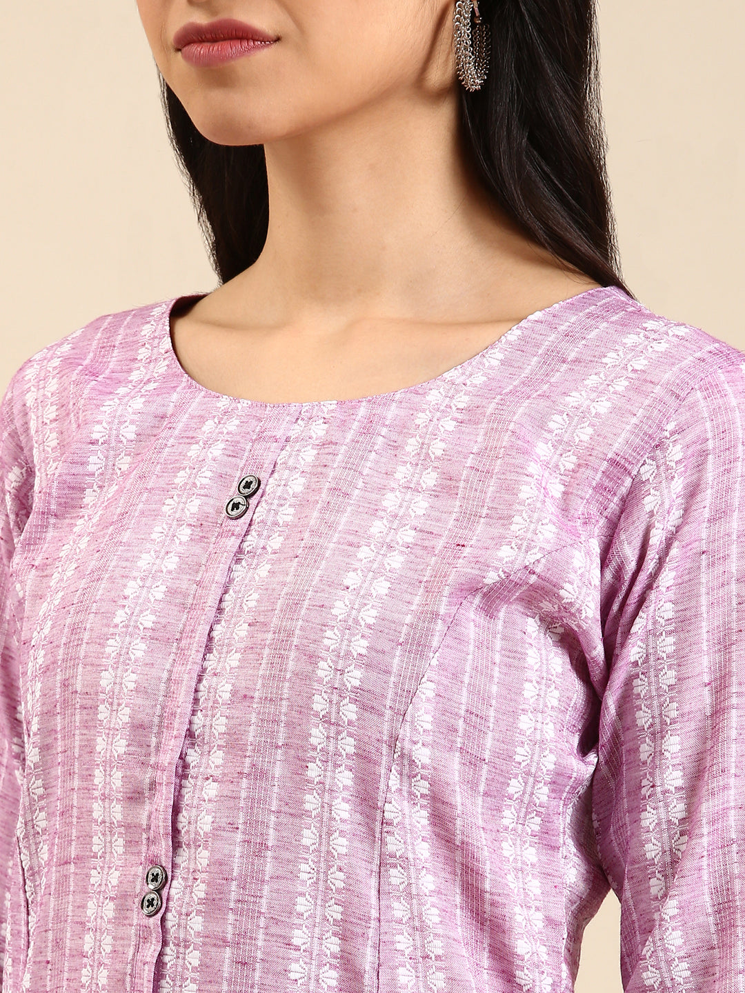 Women's Lavender Solid Straight Kurta