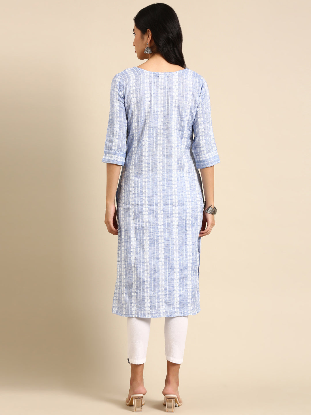 Women's Blue Solid Straight Kurta