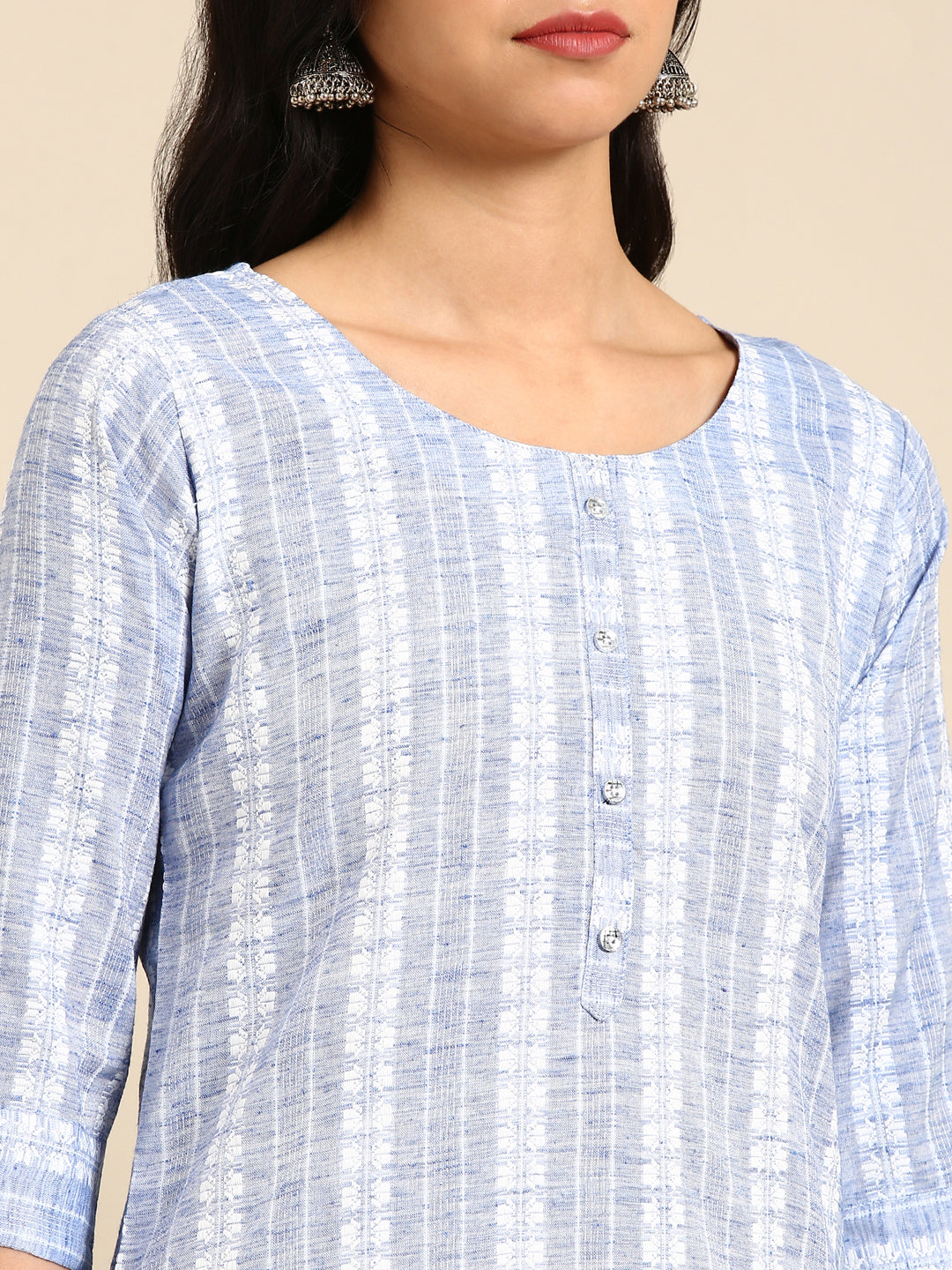 Women's Blue Solid Straight Kurta