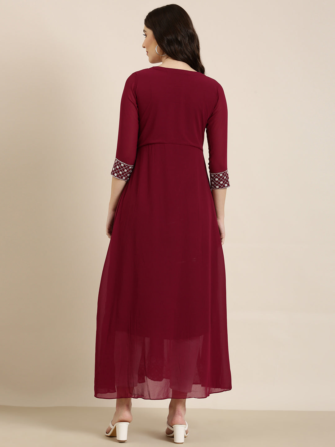 Women Magenta Solid Anarkali Kurta