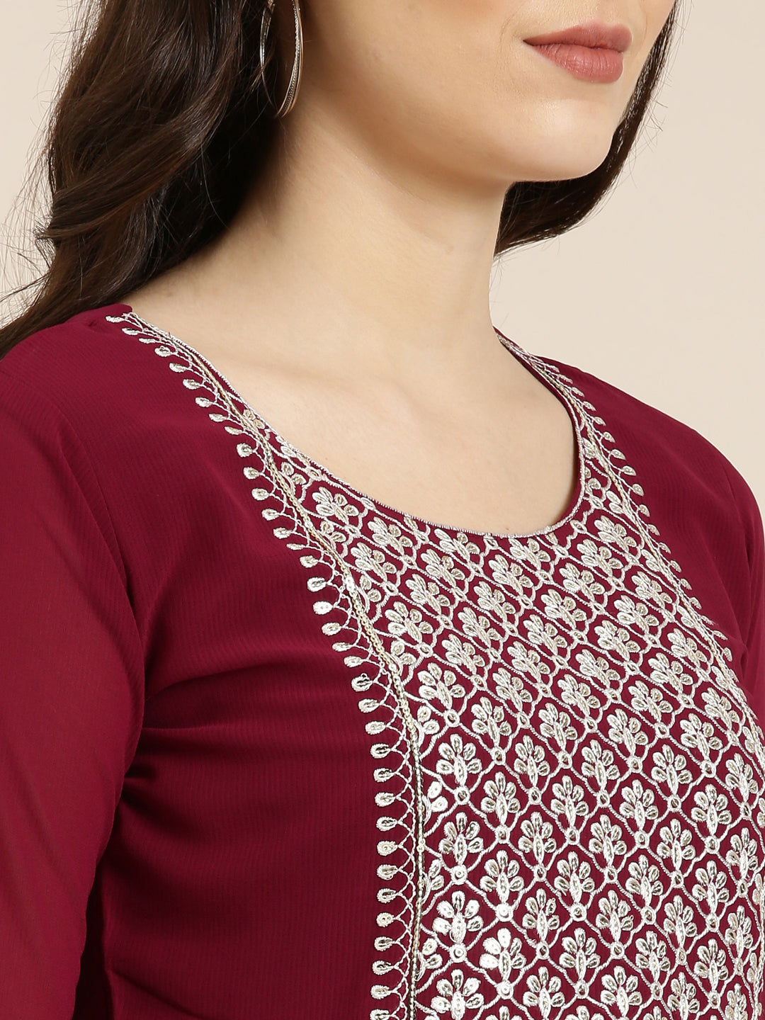 Women Magenta Solid Anarkali Kurta