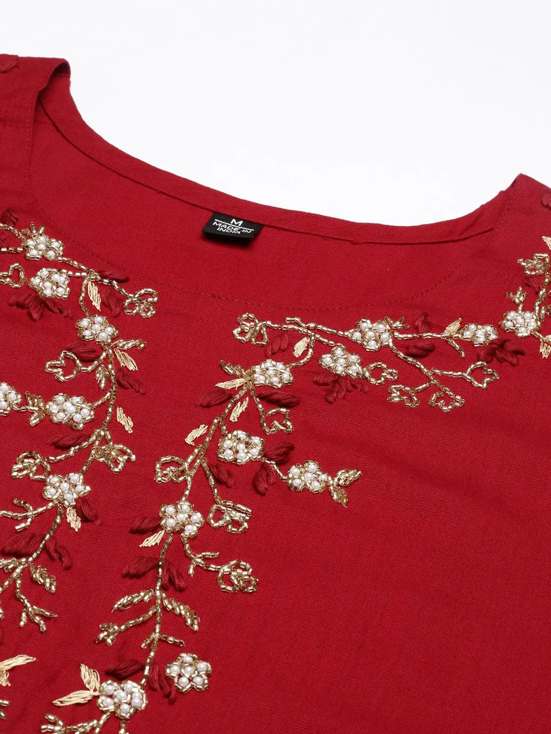 Women's Red Solid Kurta Set