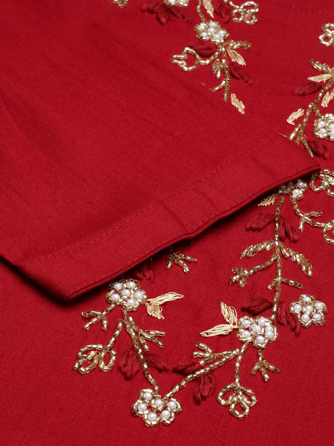 Women's Red Solid Kurta Set