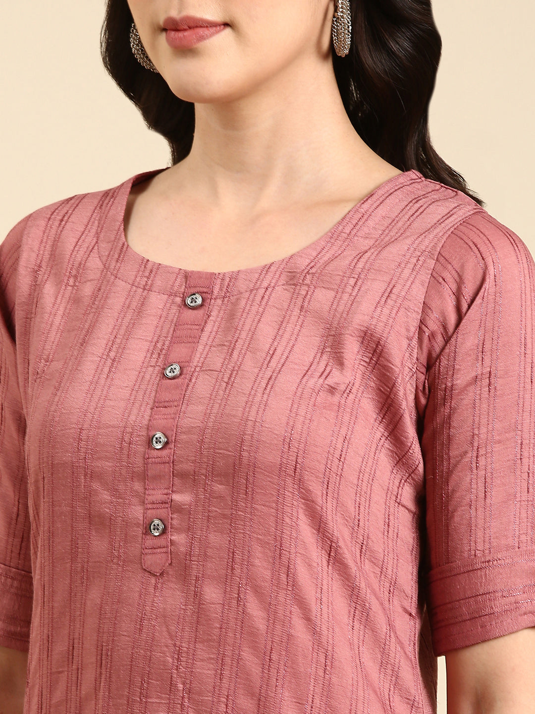 Women's Mauve Solid Straight Kurta