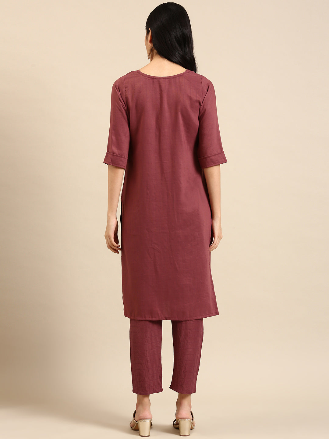 Women's Purple Solid Kurta Set