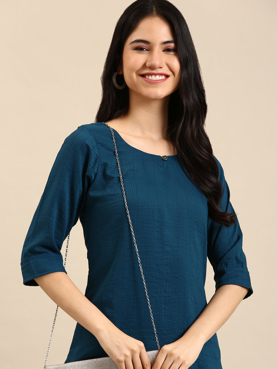 Women's Blue Solid Kurta Set