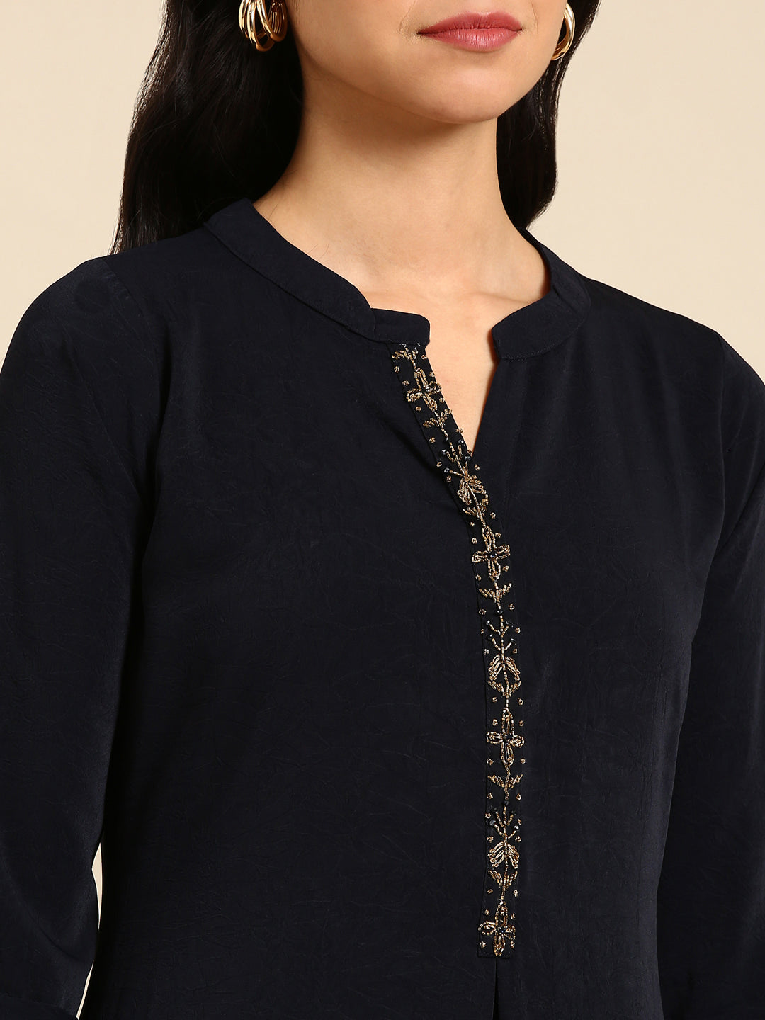 Women's Blue Solid Straight Kurta