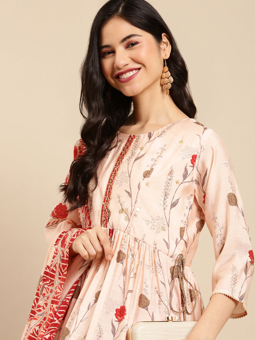 Women's Pink Printed  Kurta Set