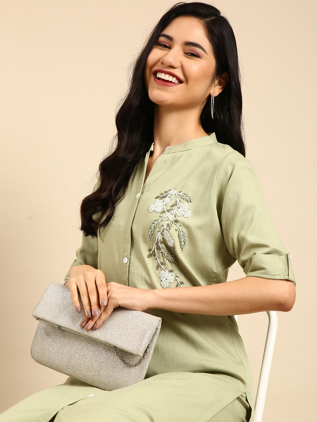 Women's Green Solid  Kurta Set