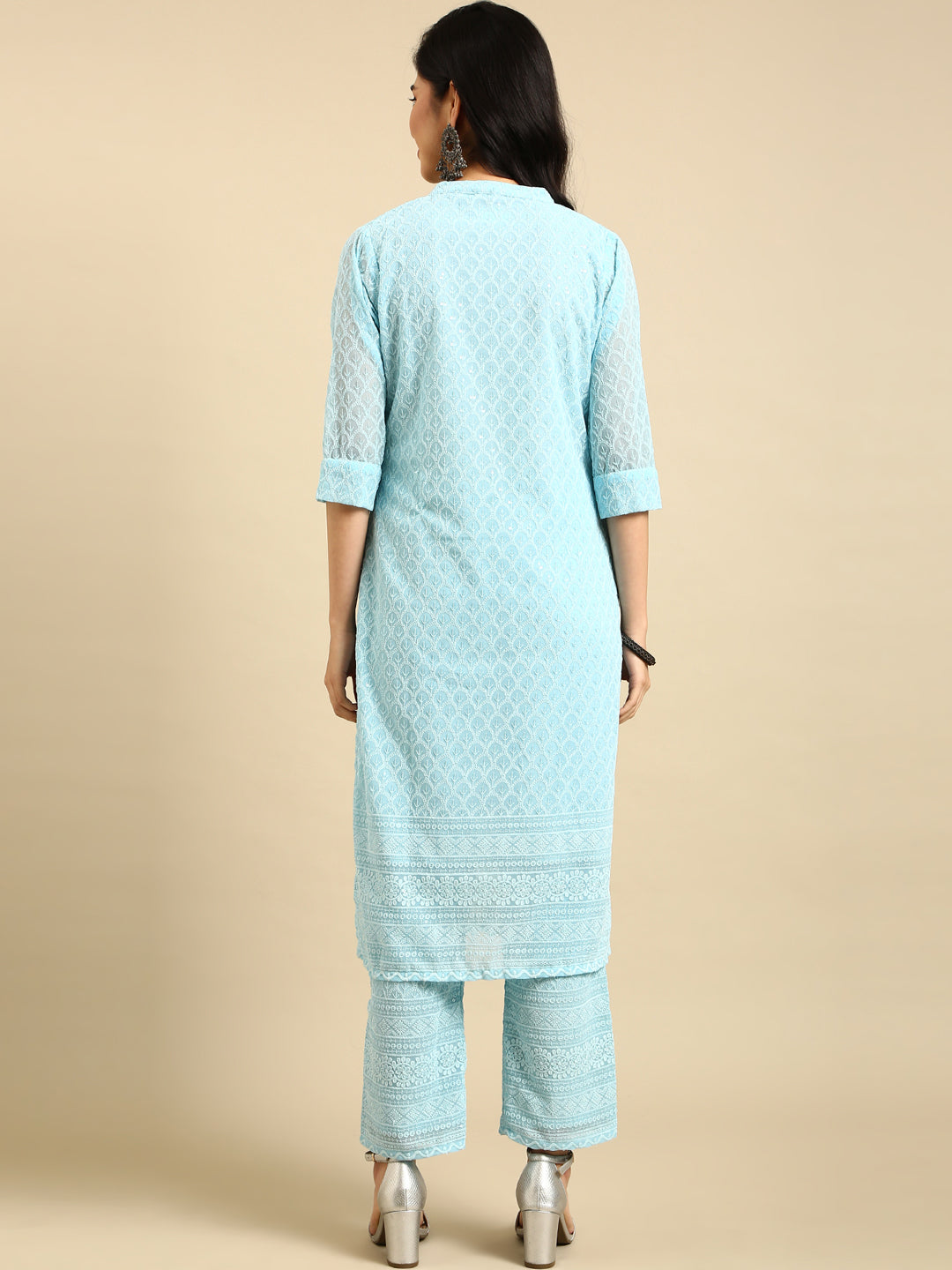 Women's Blue Embroidered  Kurta Set