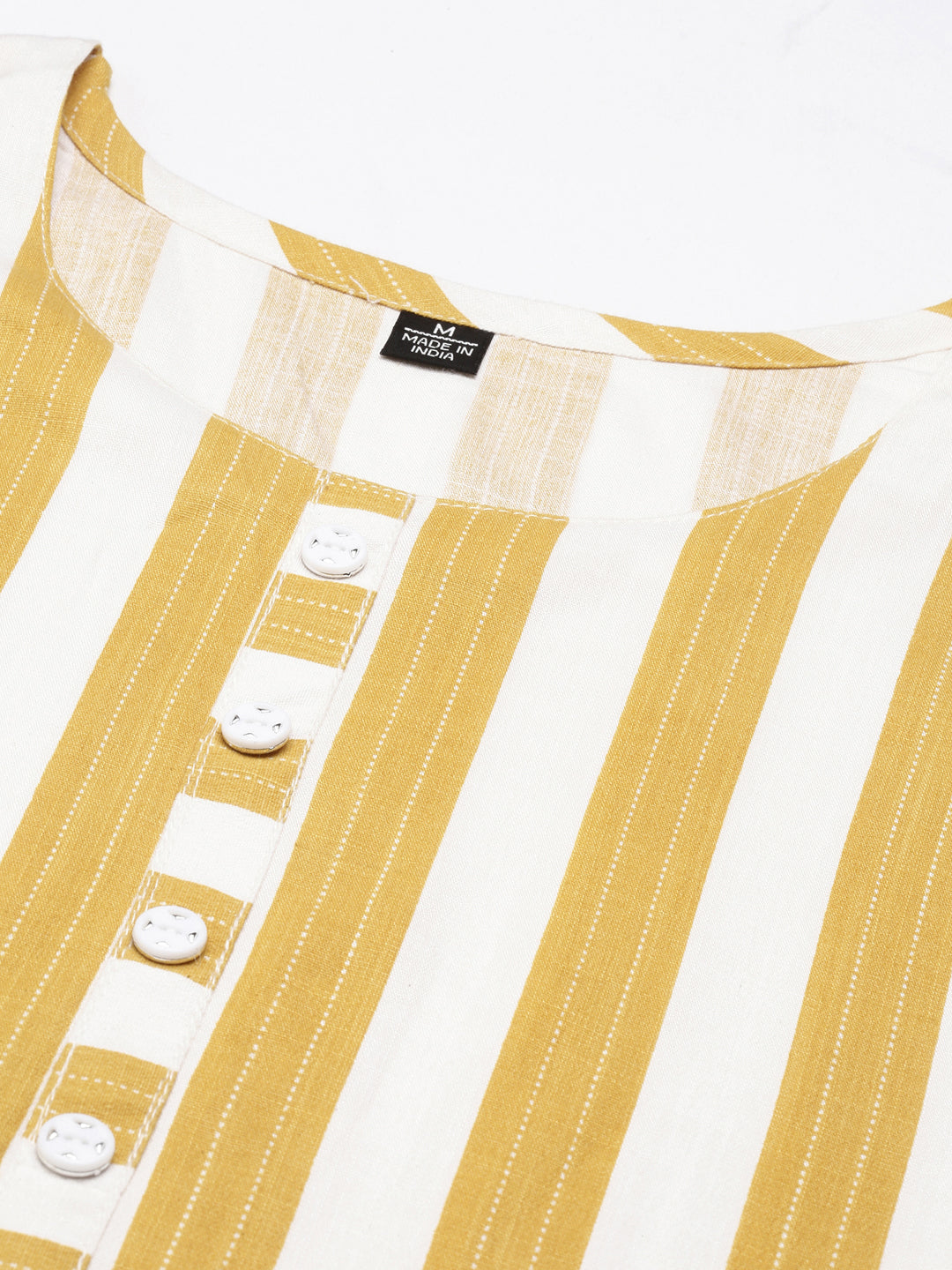 Women's Mustard Striped Straight Kurta