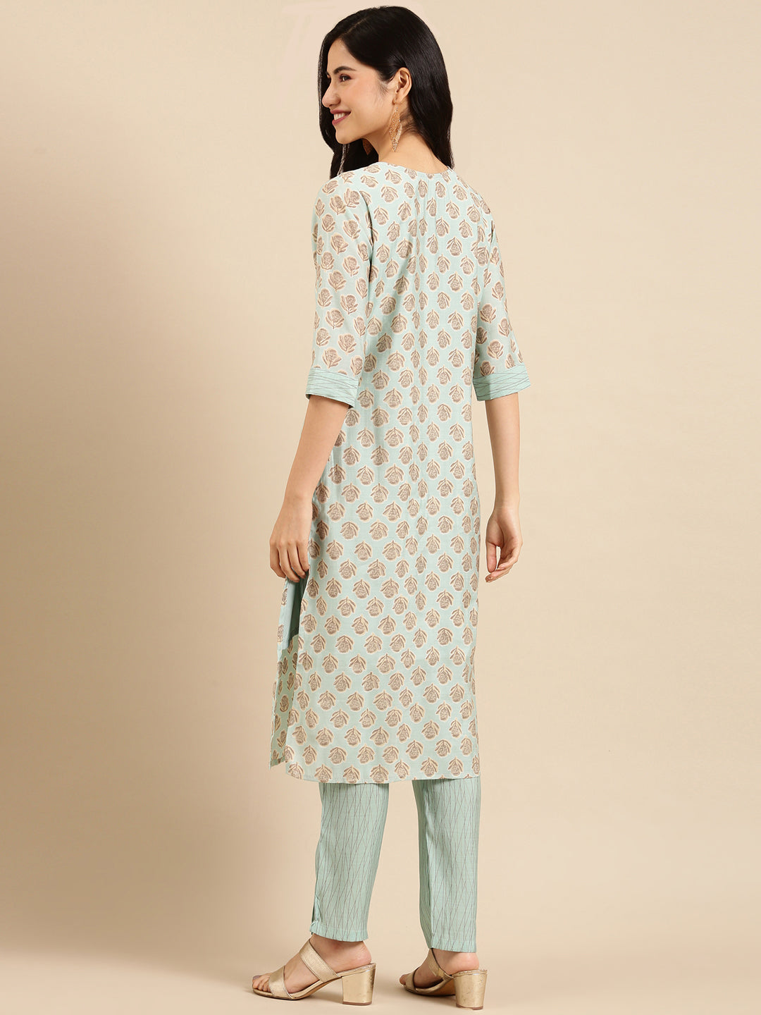 Women's Blue Ethnic Motifs Printed Kurta Set