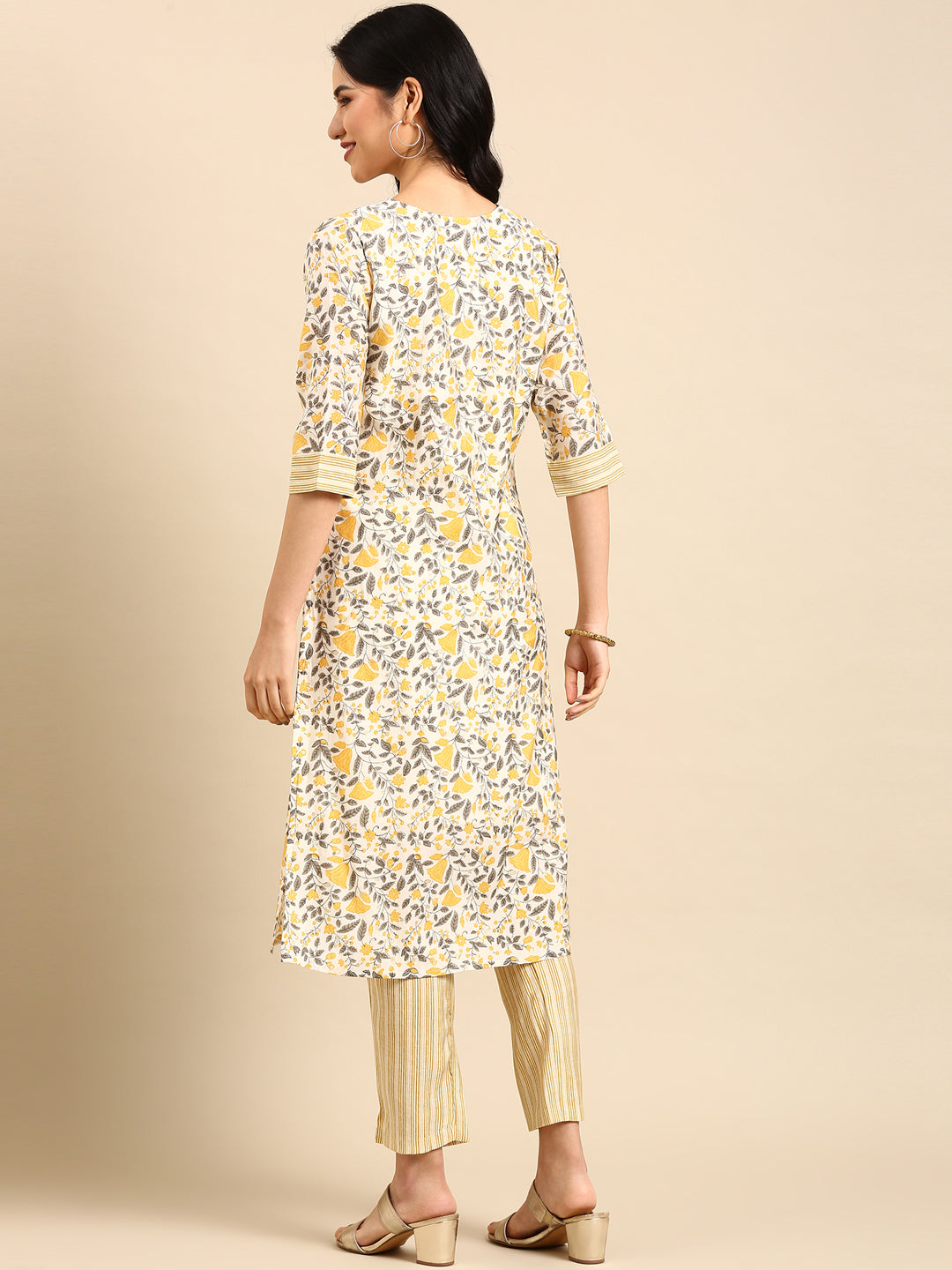 Women's Off White Printed  Kurta Set