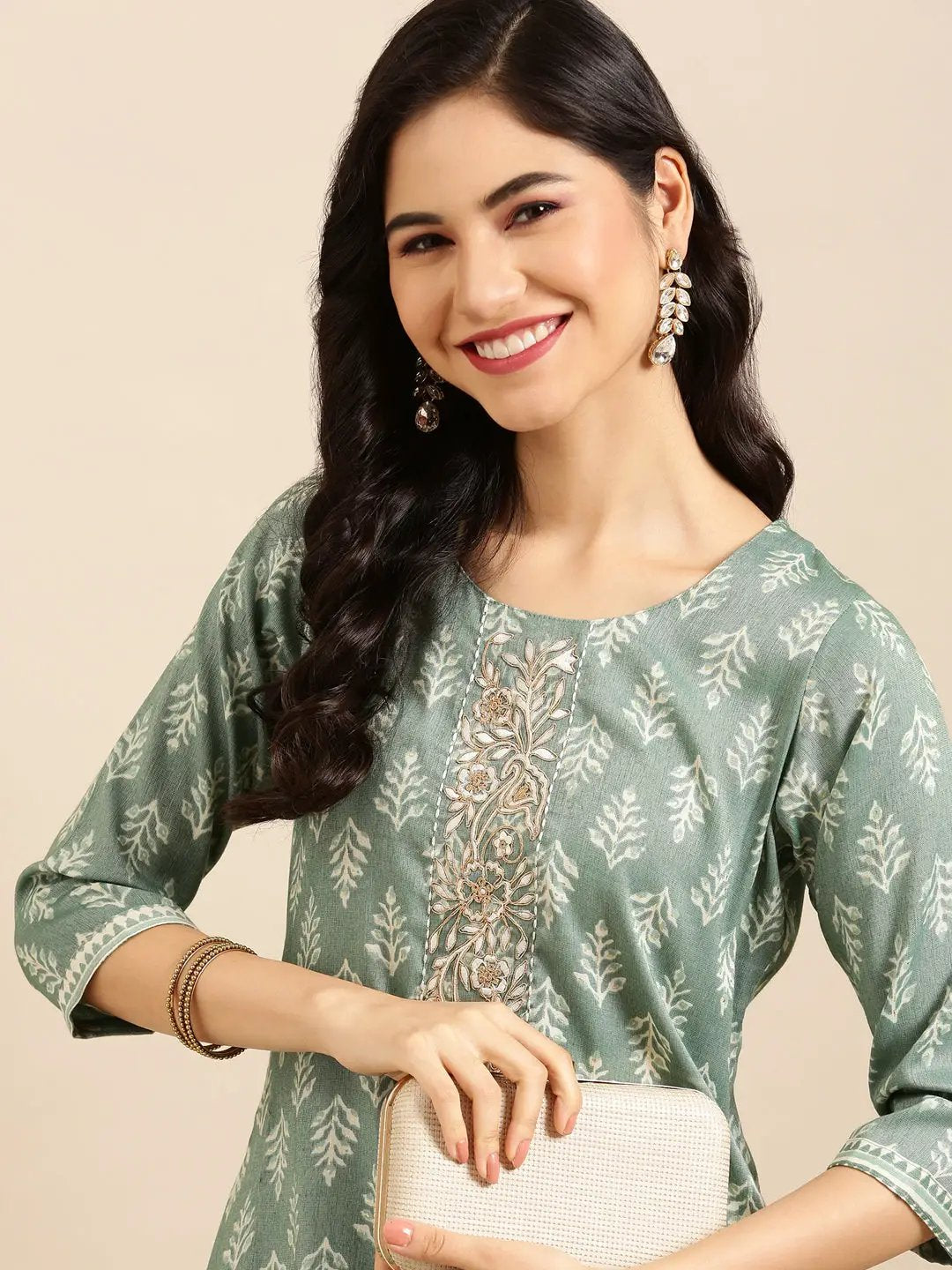 Women's Green Printed Kurta Set