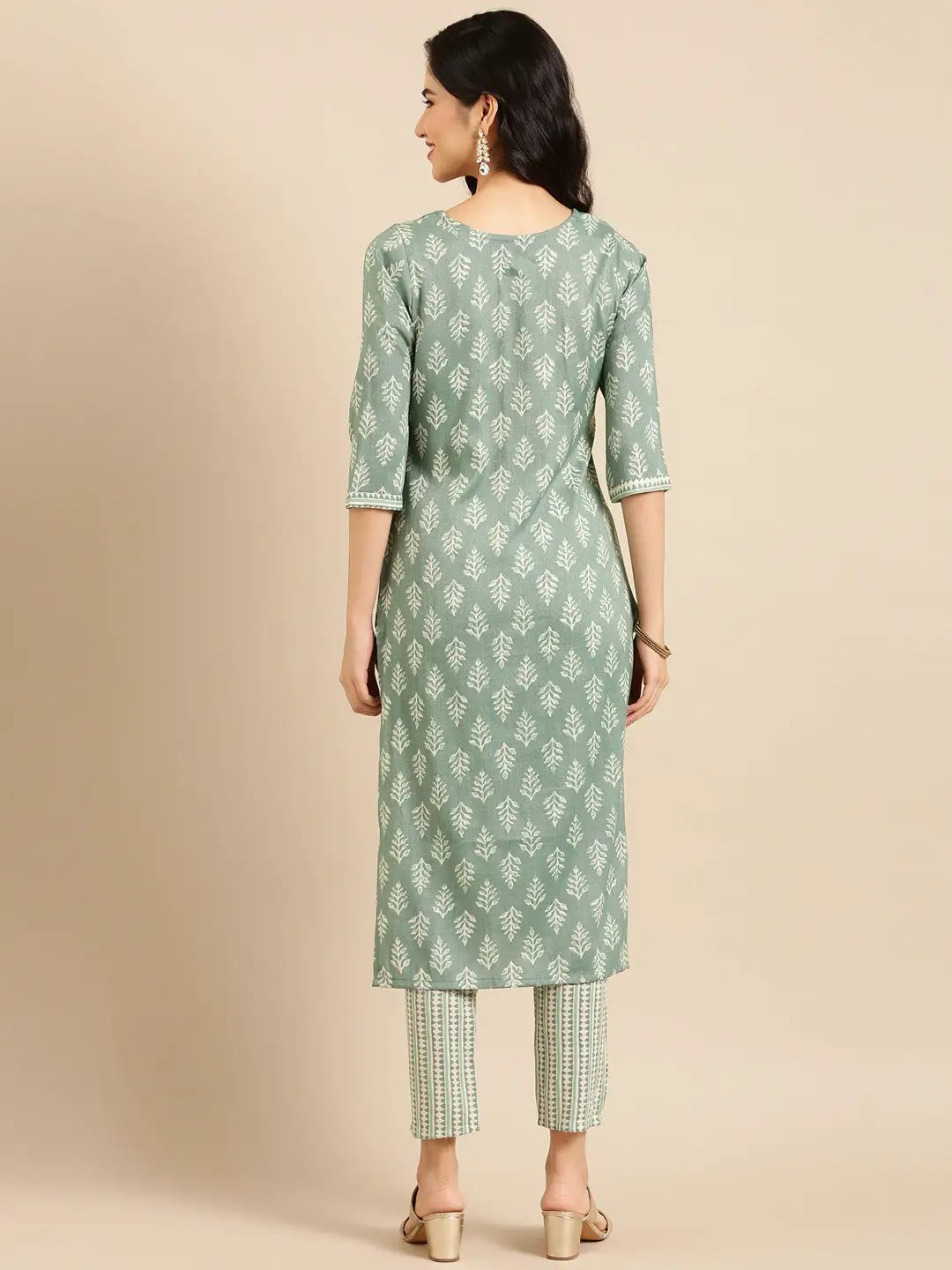 Women's Green Printed Kurta Set