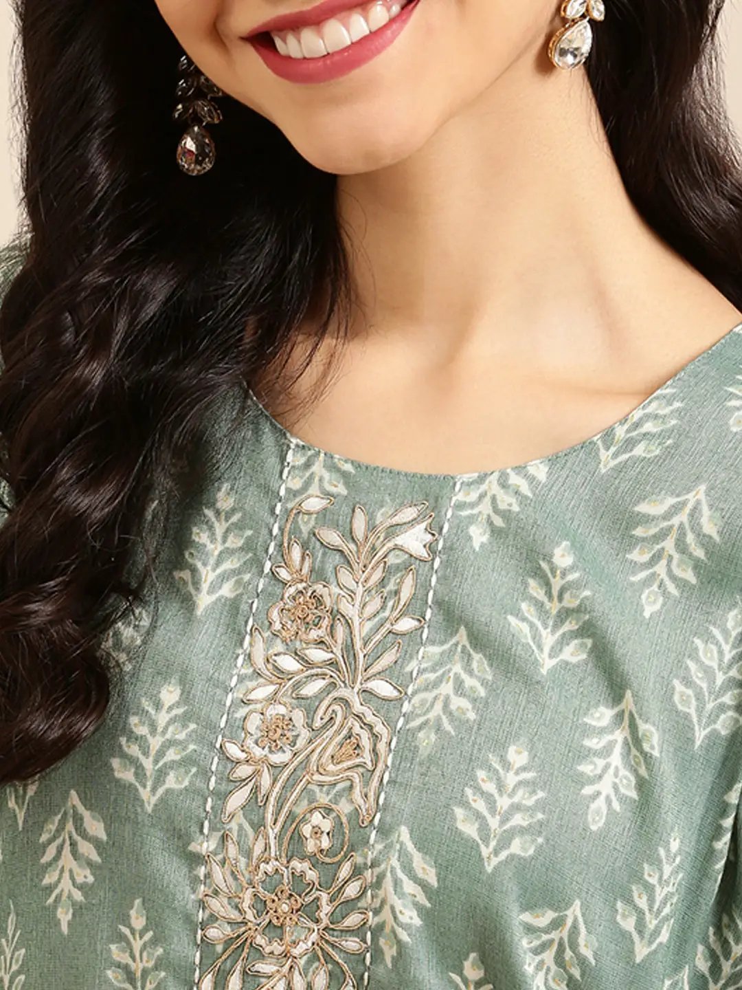 Women's Green Printed Kurta Set