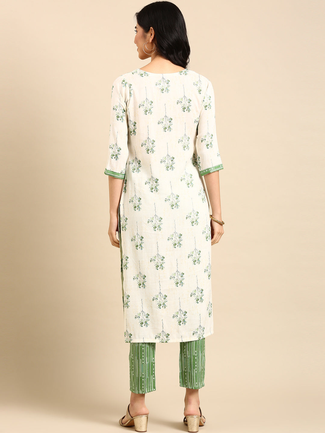 Women's Off White Printed  Kurta Set