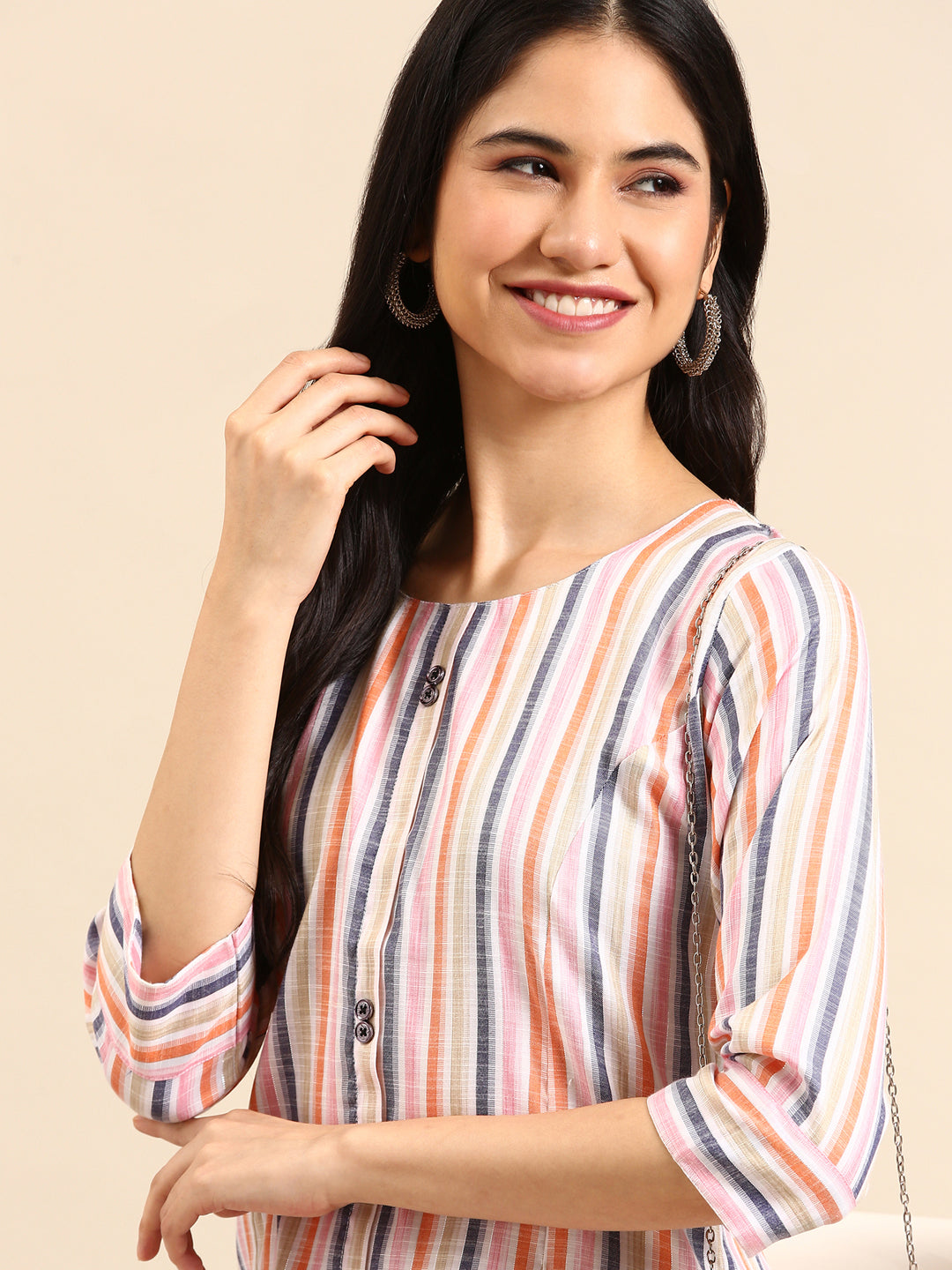 Women's Multi Striped Straight Kurta