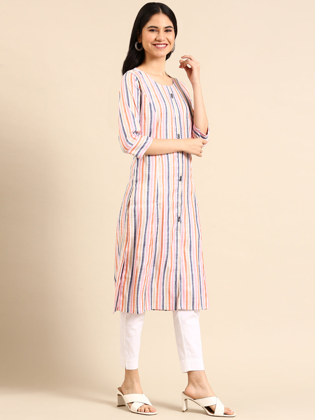 Women's Multi Striped Straight Kurta