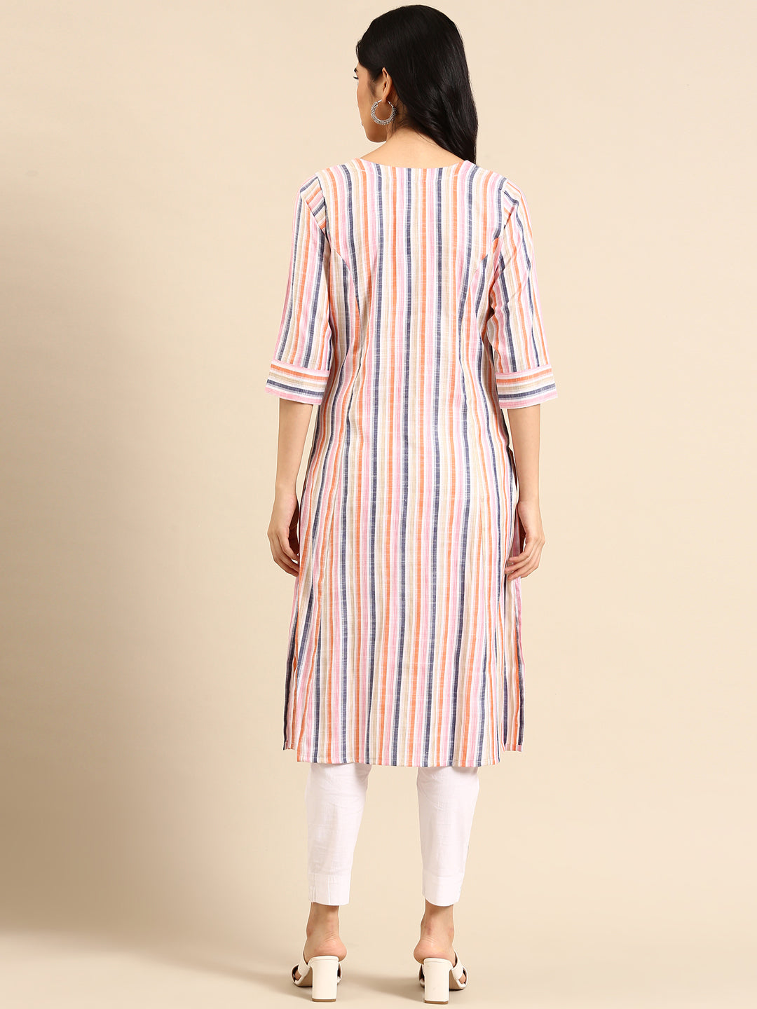 Women's Multi Striped Straight Kurta