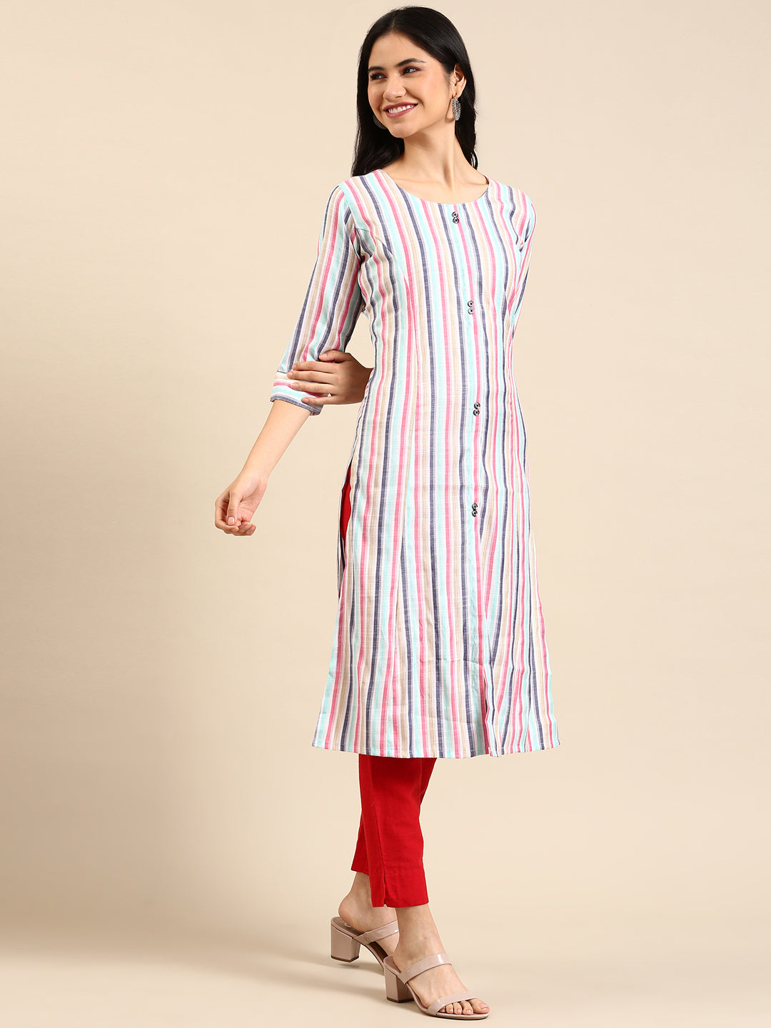 Women's Multi Striped Straight Kurta