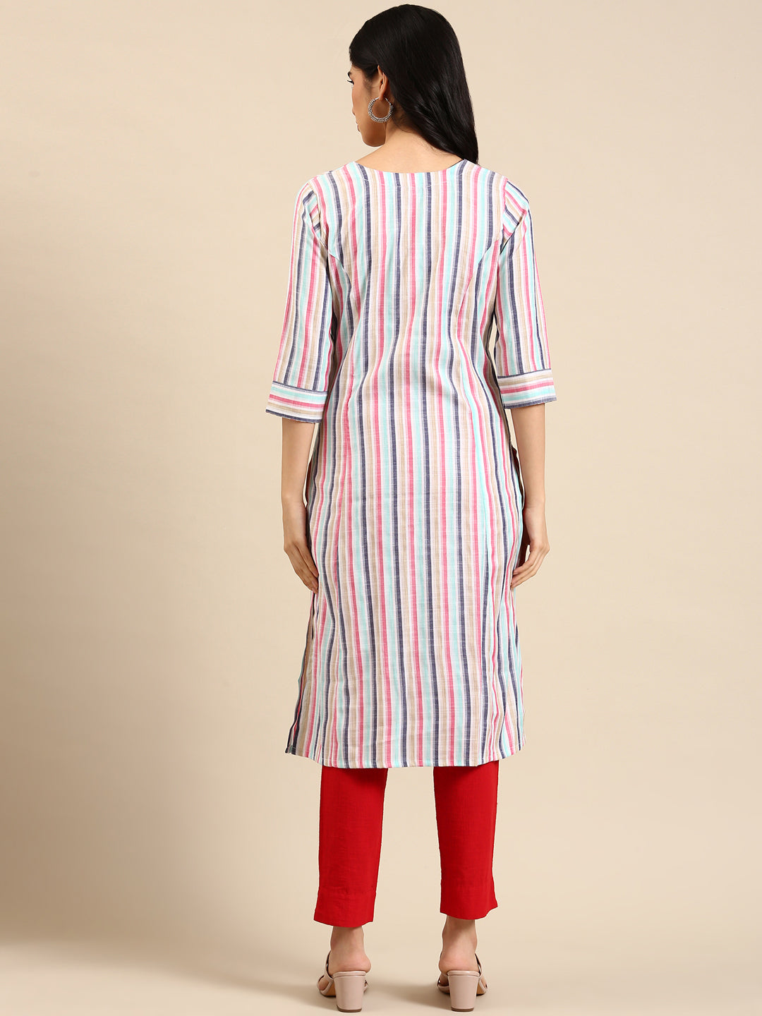 Women's Multi Striped Straight Kurta