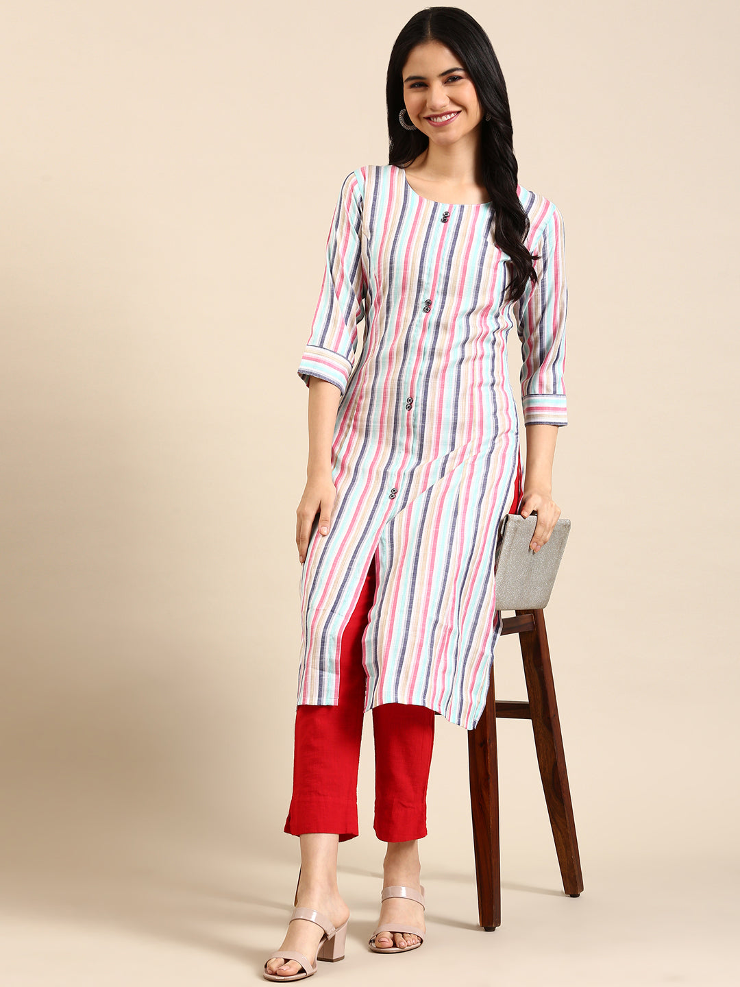 Women's Multi Striped Straight Kurta