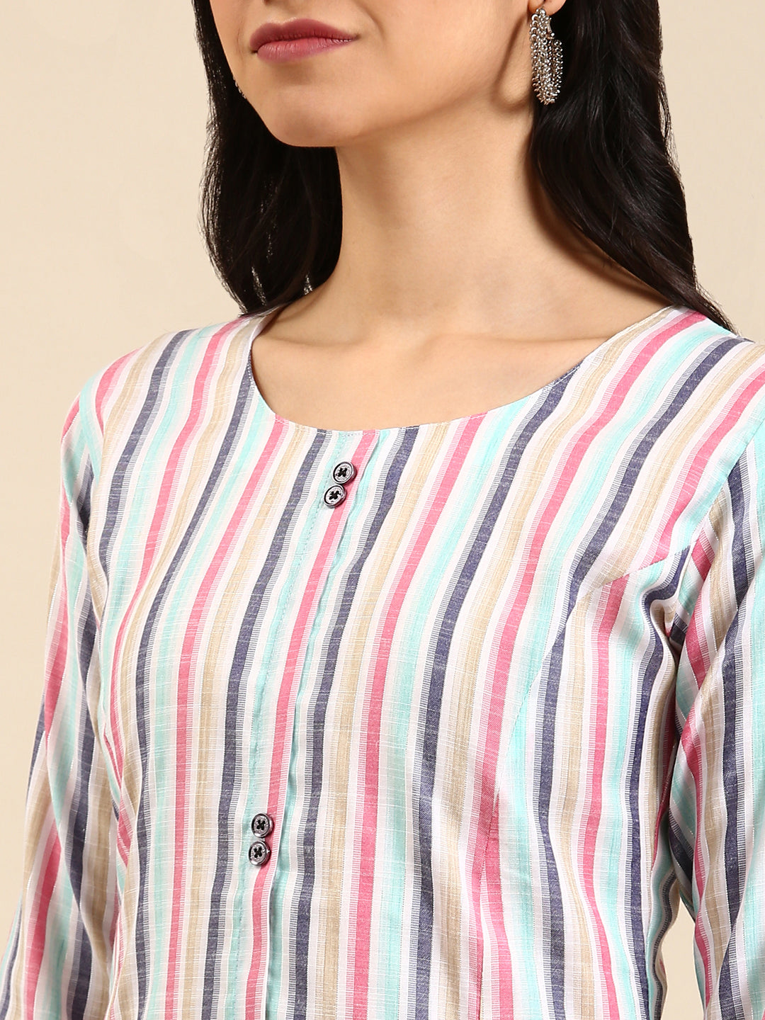 Women's Multi Striped Straight Kurta