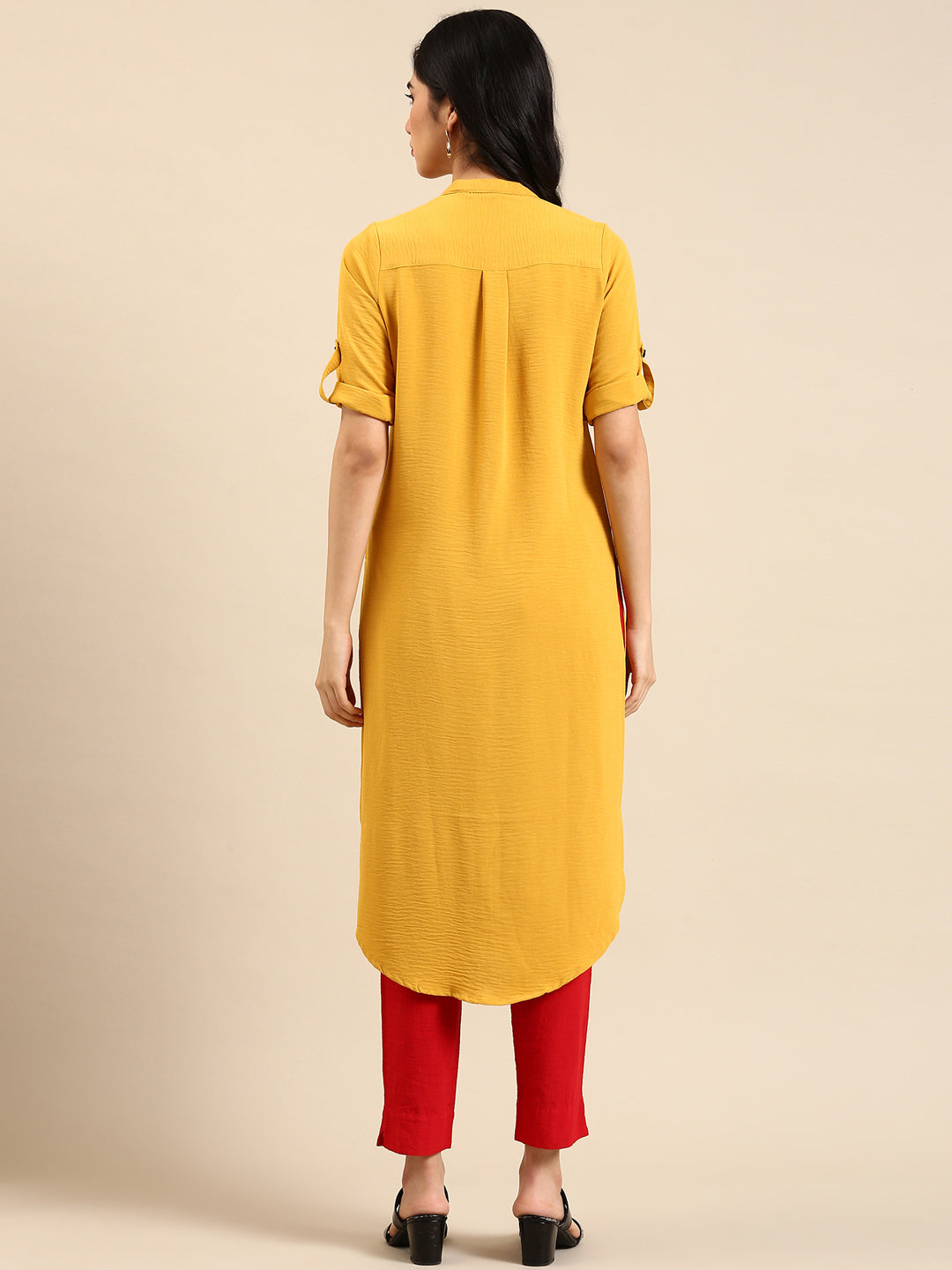 Women's Yellow Solid Straight Kurta