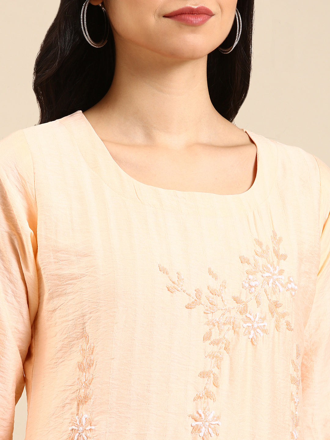 Women's Pink Solid Straight Kurta