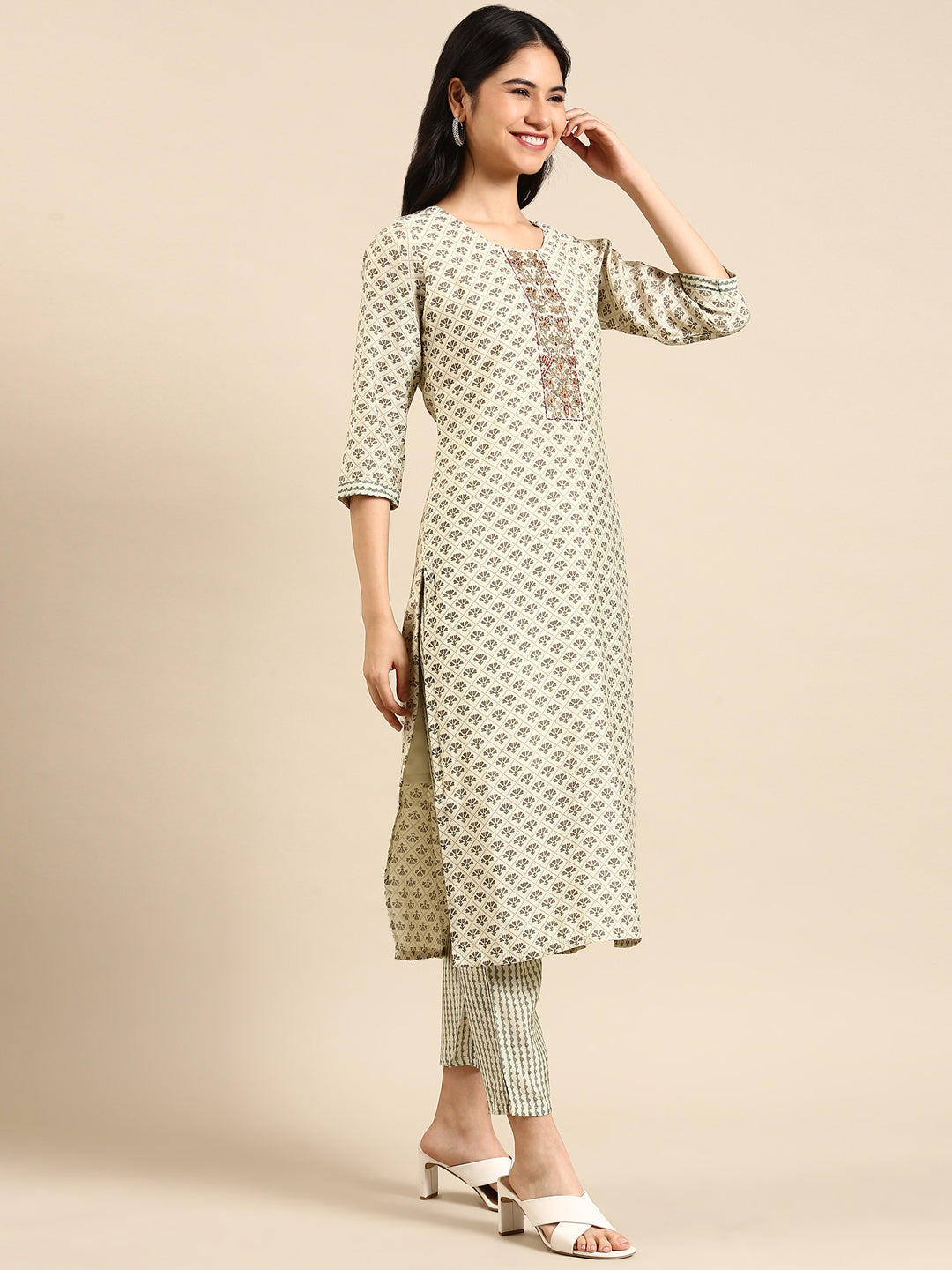 Women's Green Printed Kurta Set