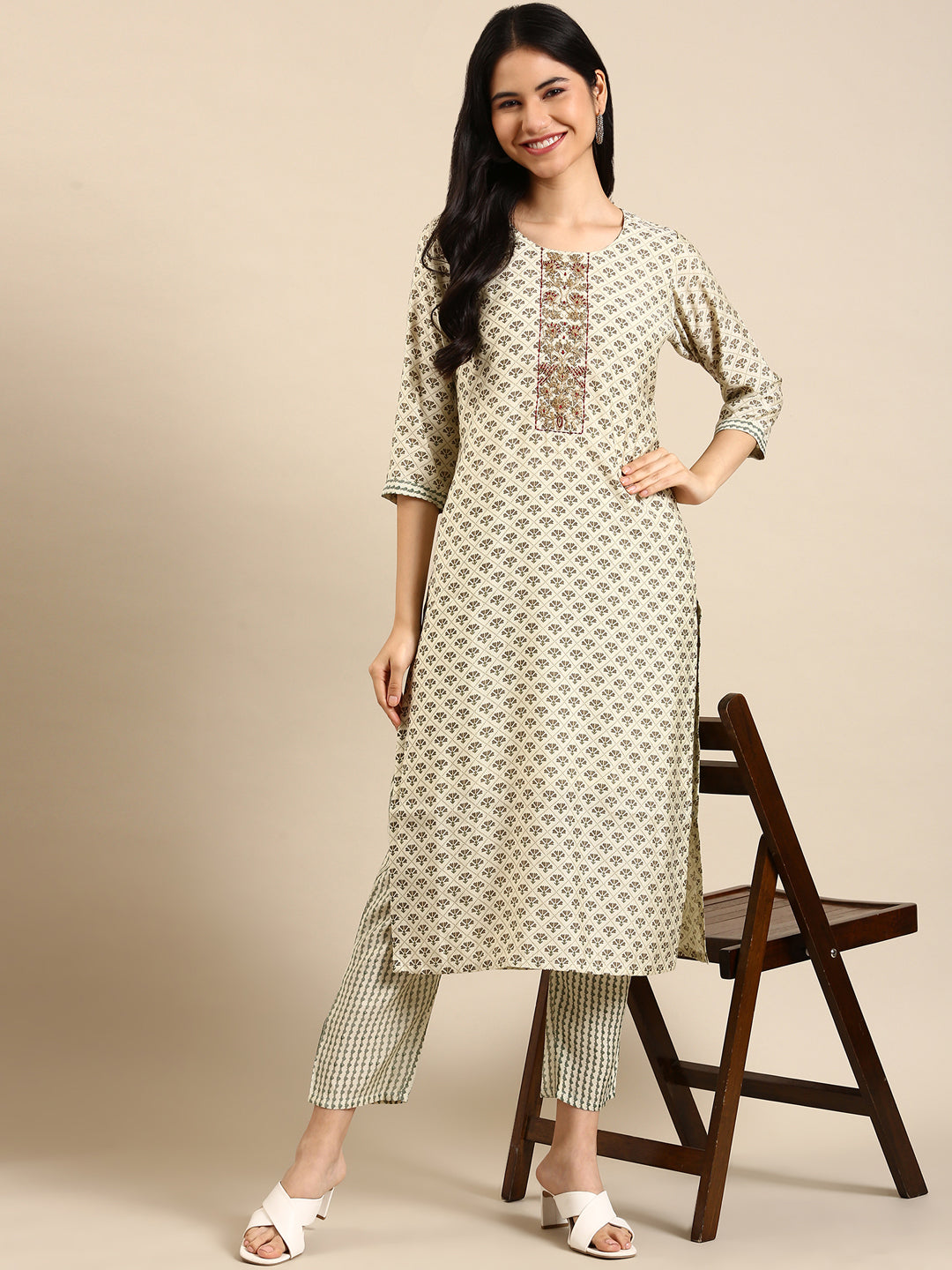 Women's Green Printed Kurta Set