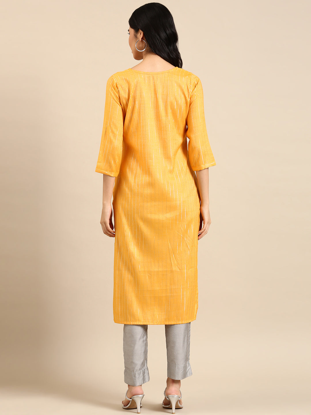 Women's Yellow Printed Straight Kurta