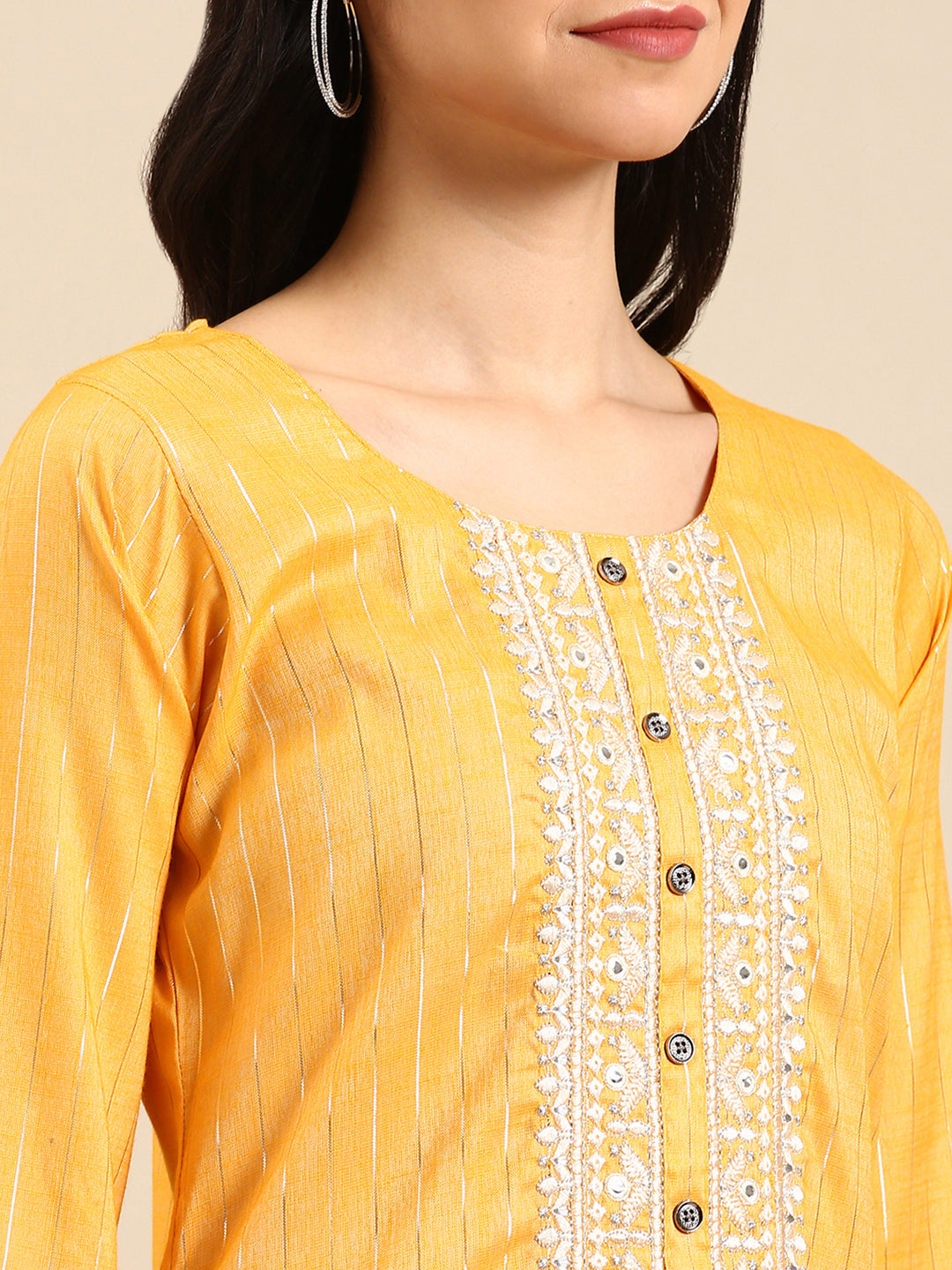 Women's Yellow Printed Straight Kurta