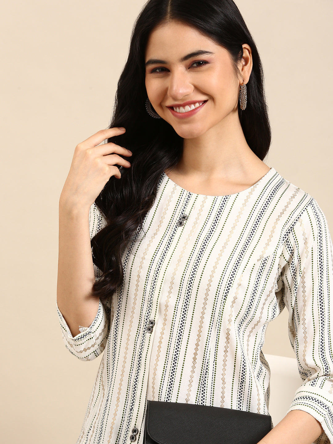 Women's White Printed Straight Kurta